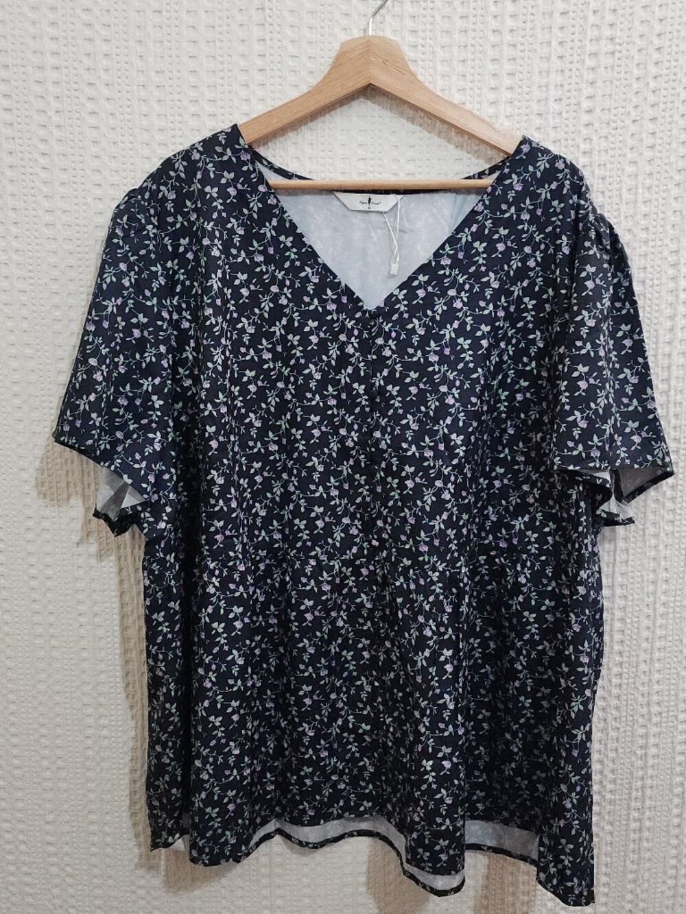 Agnes Orinda Ditsy Floral Blouse 4X Plus Size Short Sleeve V Neck Top